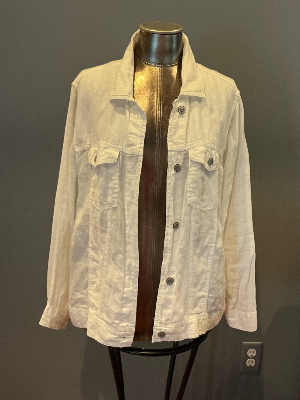 Jones NY White Linen Jean Jacket